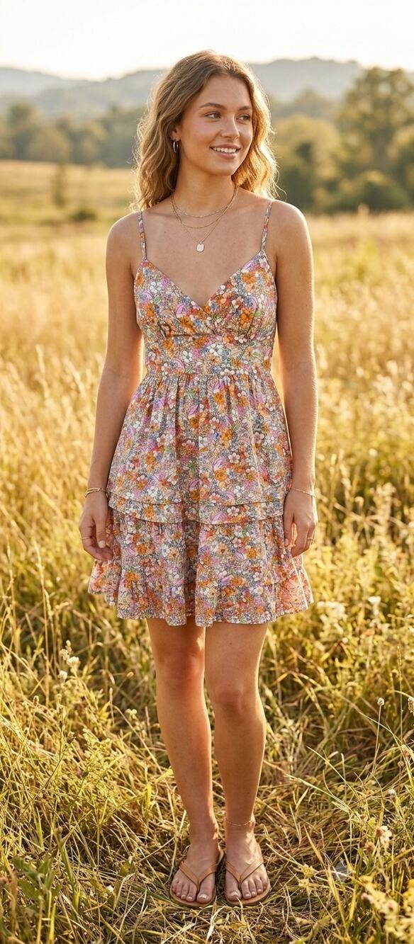 Anthropologie Maeve Cotton Brown Floral Mini Dress US 8